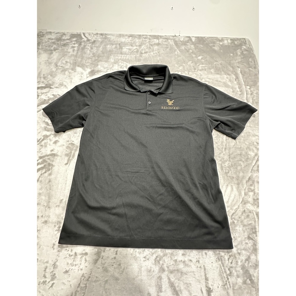 Nike Golf Polo Men's Size Large Dri-Fit‎ Black Renwood Golf Course Short Sleeve
